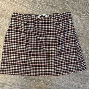 Abercrombie & Fitch Brown and Cream Plaid Mini Skirt